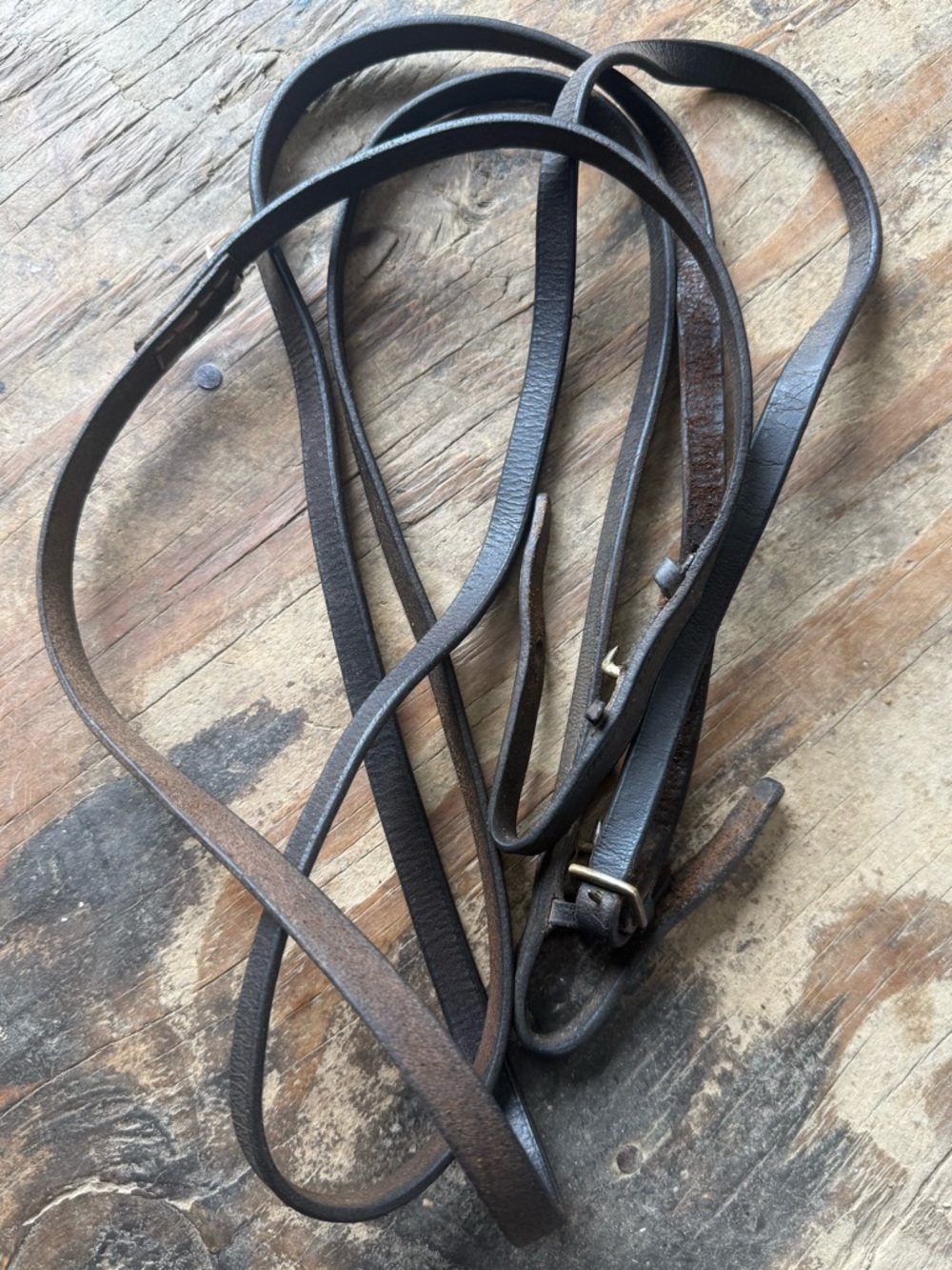 54” brown curb reins
